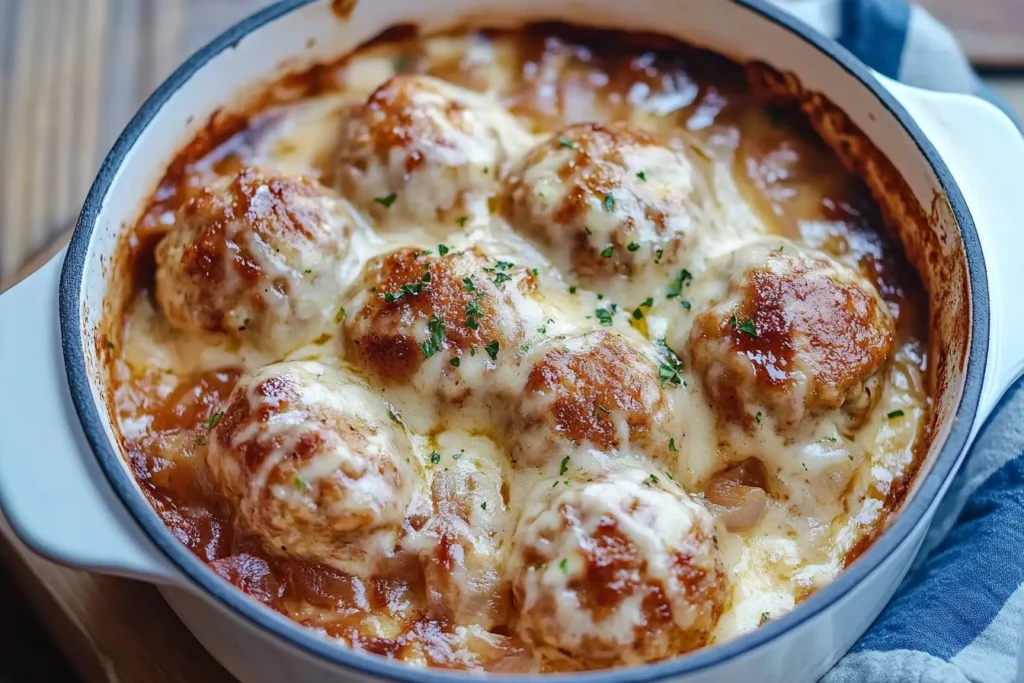 French Onion Chicken Meatballs