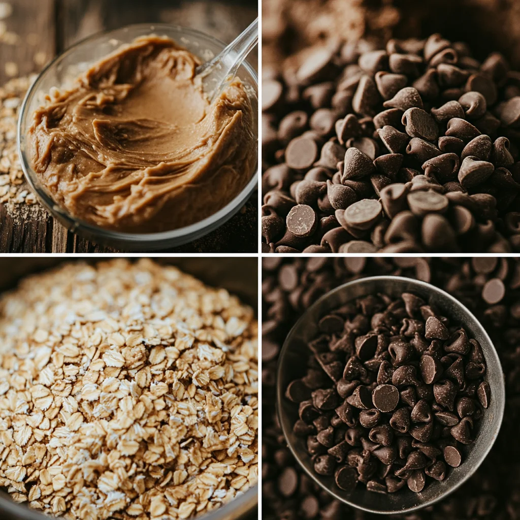 Mixing ingredients to prepare chocolate peanut butter oatmeal bars