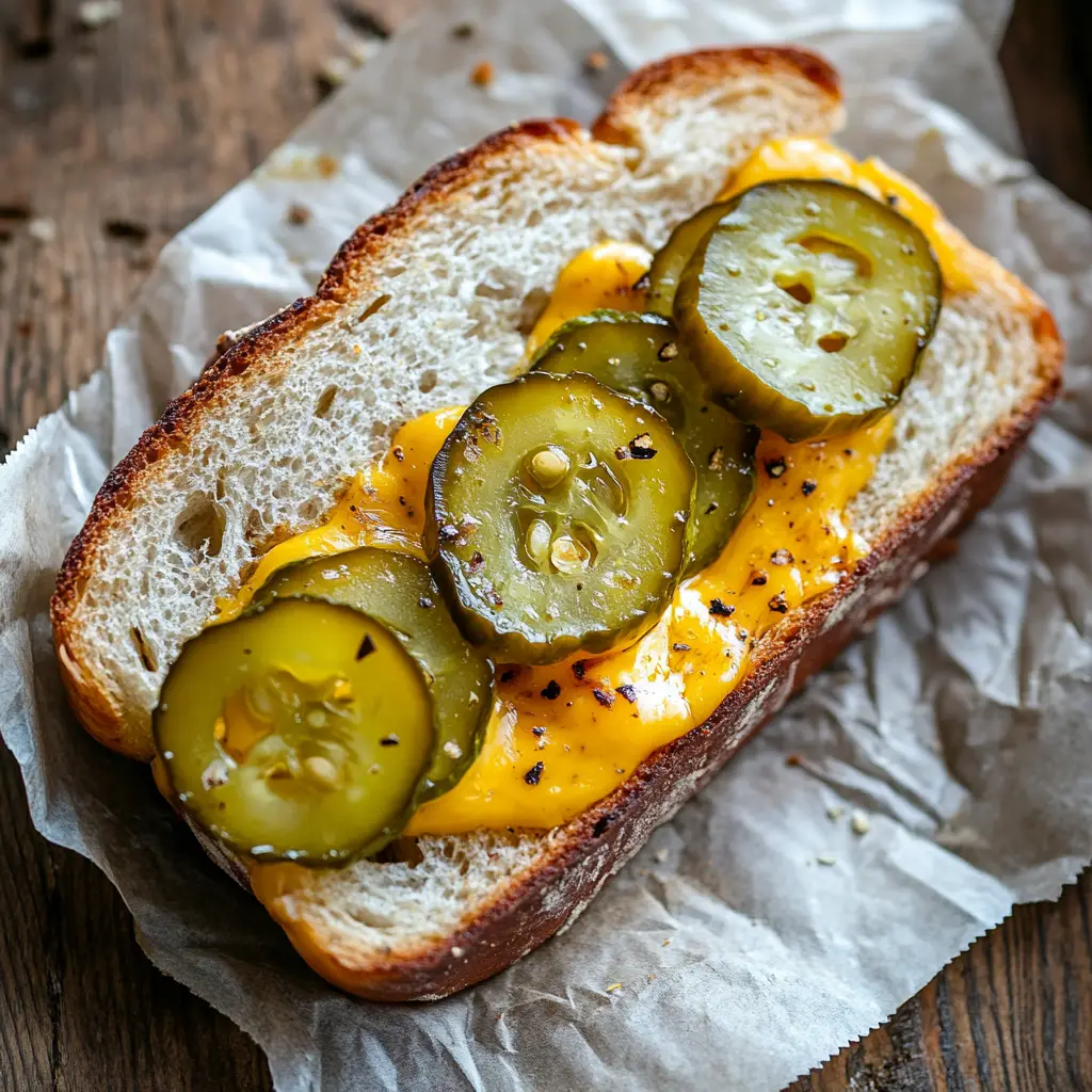 2-Ingredient Pickle Bread Sandwich with cheese and pickles