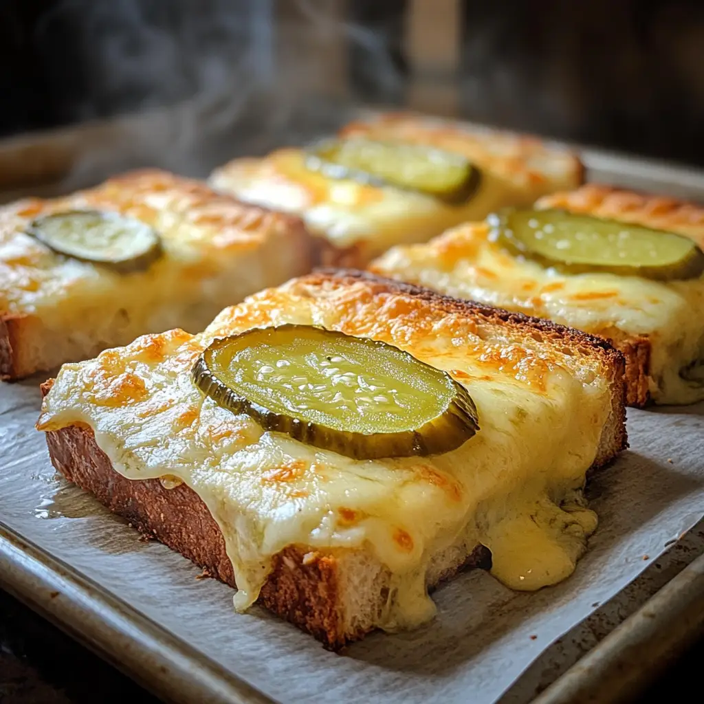 baked-pickle-bread-sandwich Freshly baked pickle bread sandwich with golden cheese