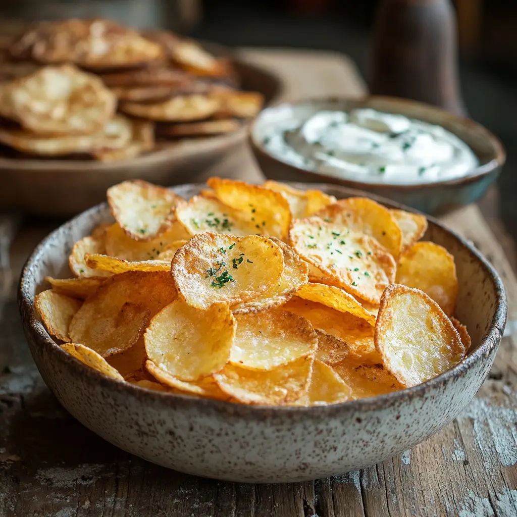 Baked cottage cheese chips served with dipping sauce