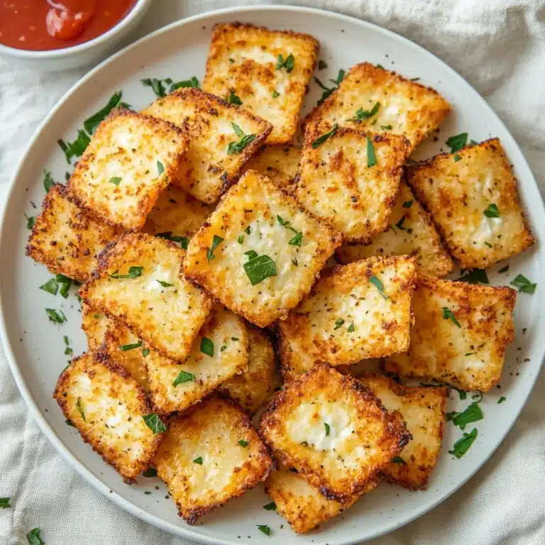 Homemade cottage cheese chips with dip in a rustic kitchen setting
